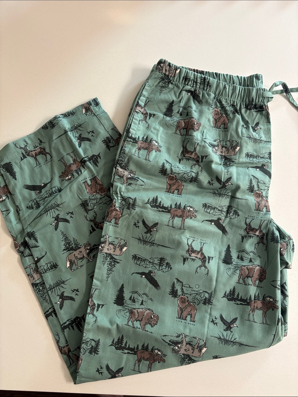 Life is Good. Men's Animals Classic Sleep Pant, Granite Green